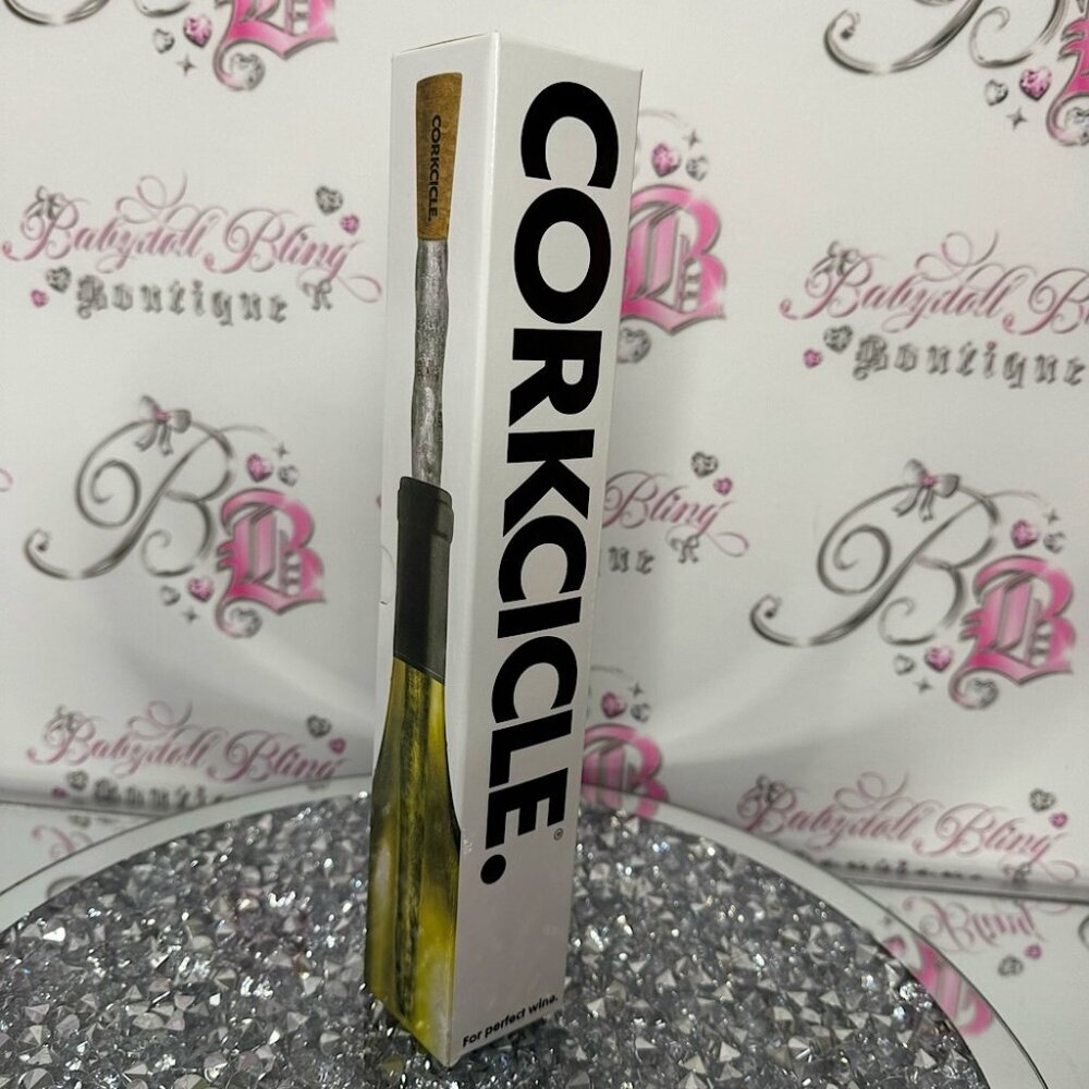 Corkcicle wine cooler chiller stick ice 🧊 cold 🥶 clear and tan cork top BNWT